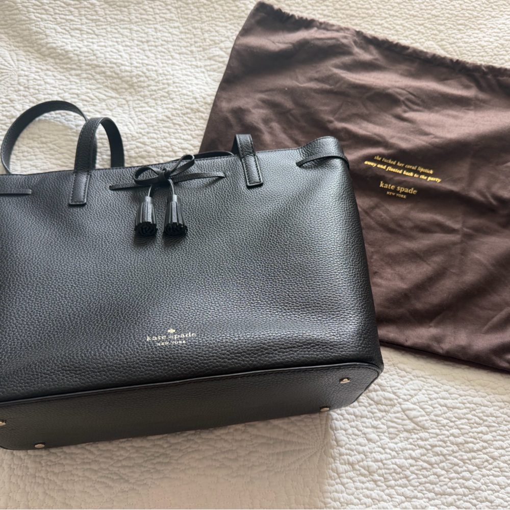 Kate Spade Black Leather Tote Bag